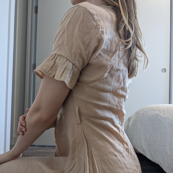 Vintage linen-blend poly-blend button up dress - Picture 3 of 6